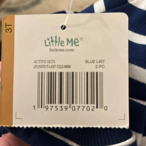 Little Me Boy’s Blue and White Long Sleeve Shirt and Short Set Size 3T - Picture 2 of 8